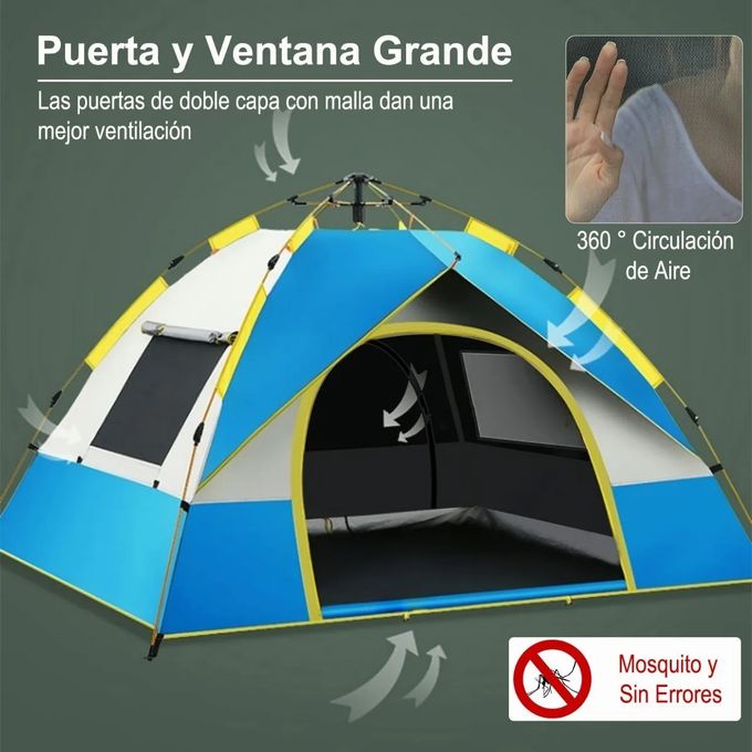 Outdoor camping tent for 3-4 Persons  tent Waterproof Windproof Rainfly, Easy Set up-Portable, Light Automatic Camping Tent, Easy To Set Up, Shading, Travel And Hiking-Blue