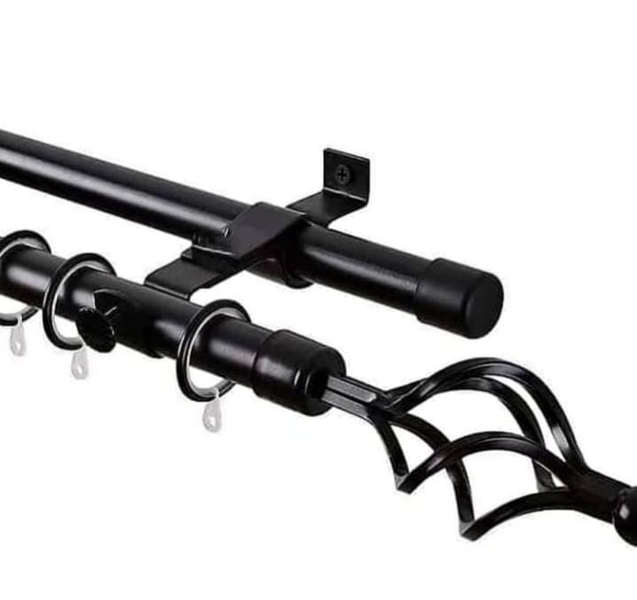 Black Premium Adjustable Curtain Rods-Single and Double Options in 1M,2M,3M Lengths