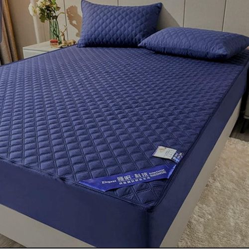 Navy Blue Waterproof Mattress Protector Soft, Breathable, Anti-Dust & Spill Resistant Cover