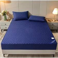 Navy Blue Waterproof Mattress Protector Soft, Breathable, Anti-Dust & Spill Resistant Cover