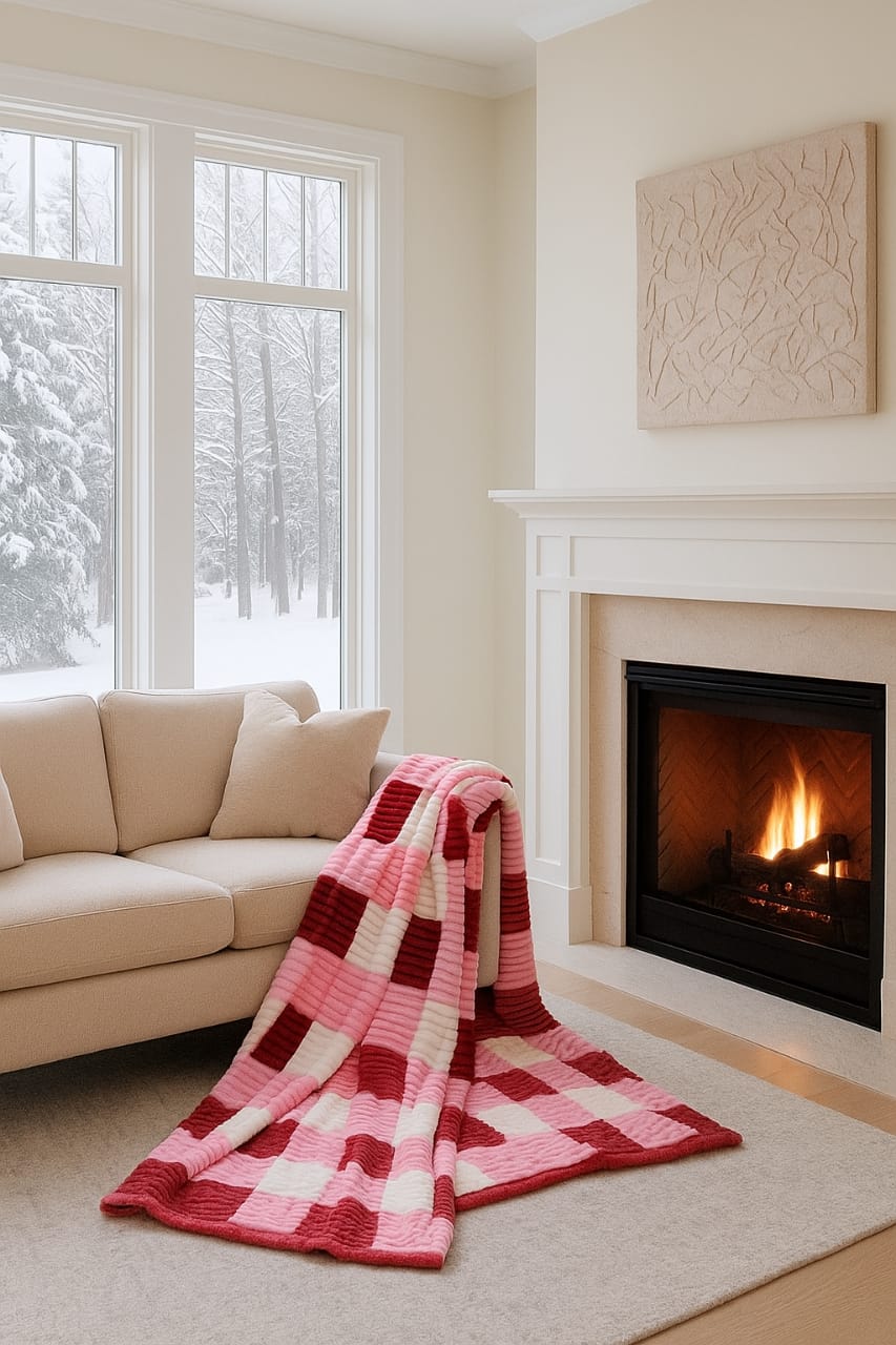 Ultra Soft 6x6 Pattern Fleece Velvet Throw Blanket – Warm, Lightweight & Cozy for Bed or Sofa