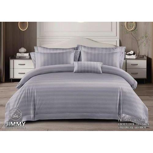 Stripped Luxurious 6pcs Cotton Duvet Cover Bedding Set 6x7 with Soft Bedsheet and 4 Matching Pillowcases for Elegant Bedroom Comfort