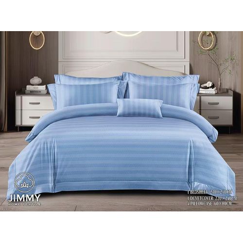 Stripped Luxurious 6pcs Cotton Duvet Cover Bedding Set 6x7 with Soft Bedsheet and 4 Matching Pillowcases for Elegant Bedroom Comfort