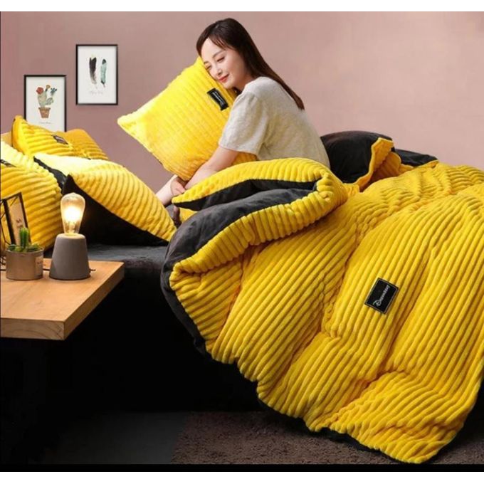 Quality Plush Velvet Duvet Set 6x7 – 4PCS Extra Warm Bedding With Elegant Finish-1 Pc Duvet,1 Pc Bedsheet and 2 Pcs Pillow Cases