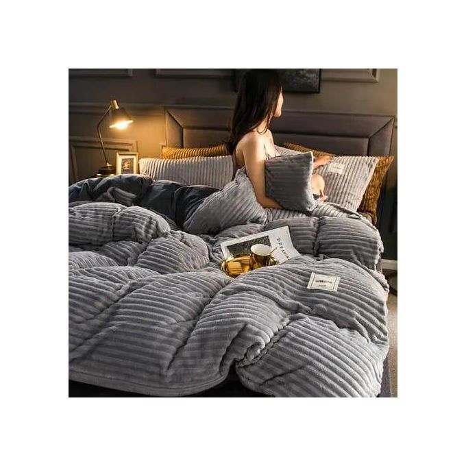 Quality Plush Velvet Duvet Set 6x7 – 4PCS Extra Warm Bedding With Elegant Finish-1 Pc Duvet,1 Pc Bedsheet and 2 Pcs Pillow Cases
