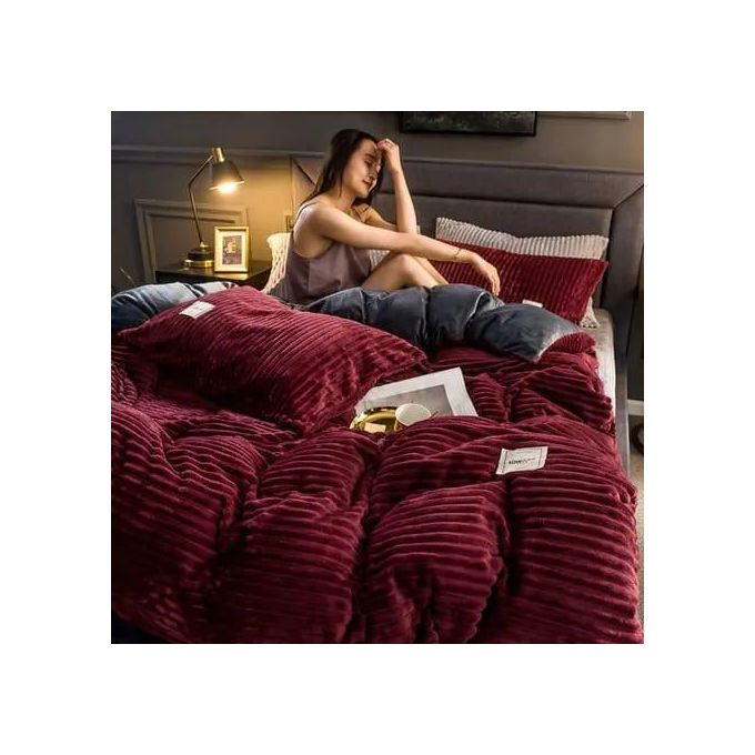 Quality Plush Velvet Duvet Set 6x7 – 4PCS Extra Warm Bedding With Elegant Finish-1 Pc Duvet,1 Pc Bedsheet and 2 Pcs Pillow Cases
