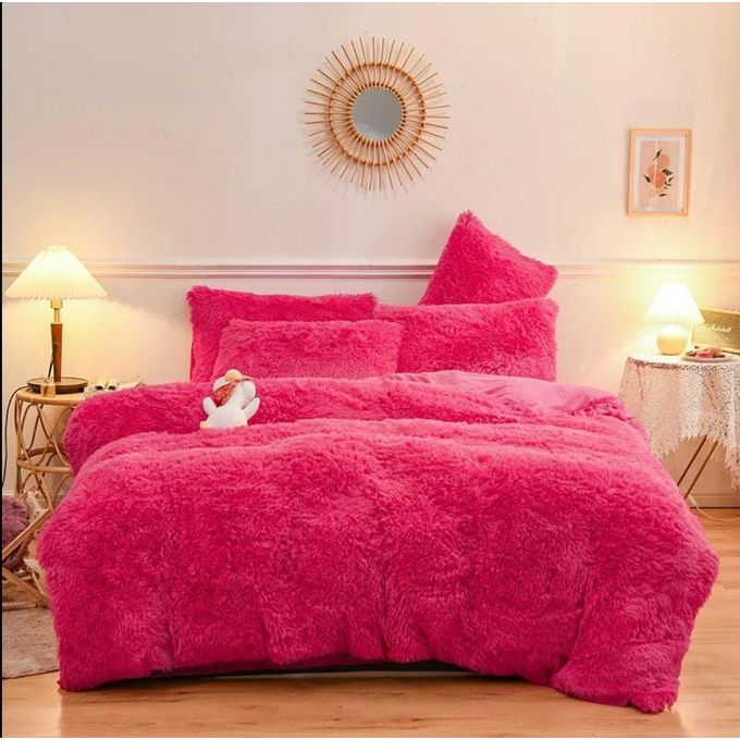 6x7 Fluffy Duvet Set with Bedsheet, 2 Pillowcases & 2 Throw Pillow Covers – Ultra Soft & Warm