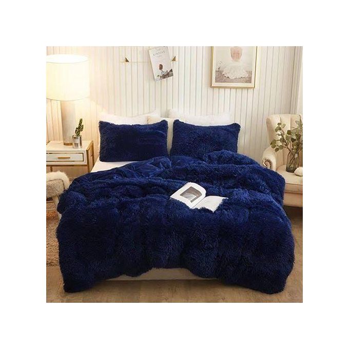 6x7 Fluffy Duvet Set with Bedsheet, 2 Pillowcases & 2 Throw Pillow Covers – Ultra Soft & Warm
