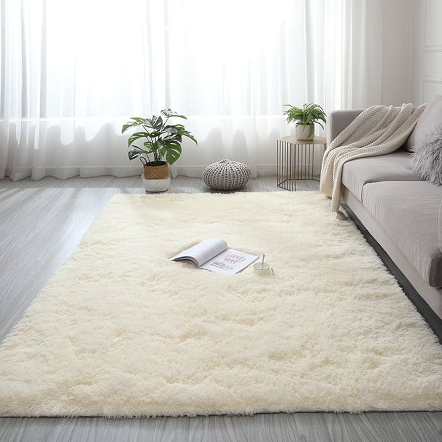 Plain 5 By 8 (160*200cm) Soft Fluffy  Patches Carpets Non-slip Rugs Floor Mat