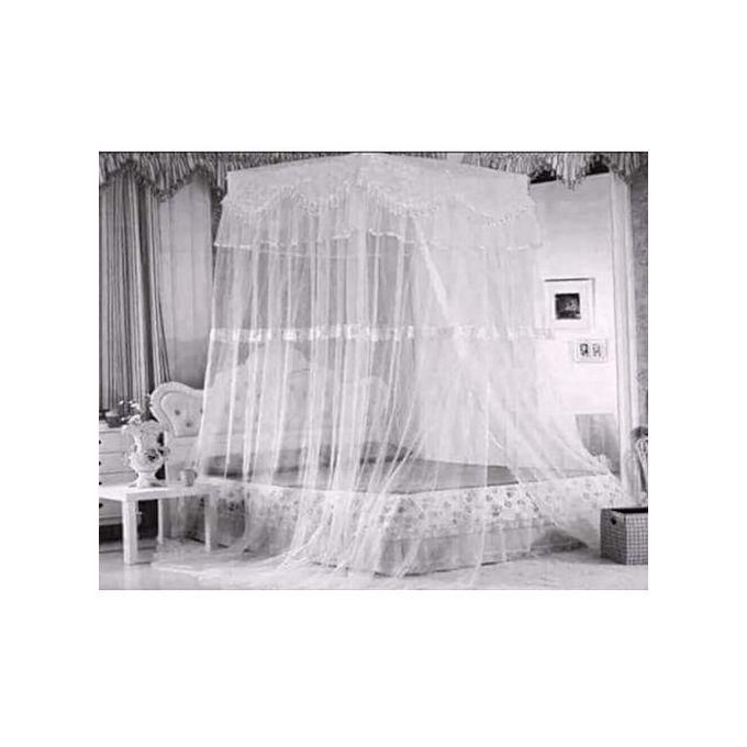 Top Square Mosquito Net Free Size For Double Decker And All Types Of Beds-Box Top White Mosquito Net