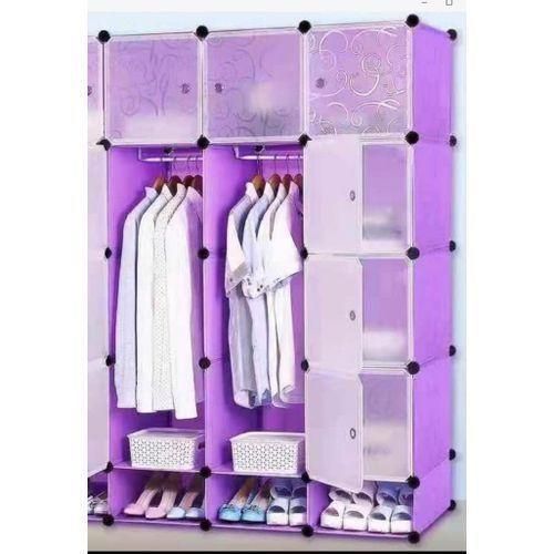 Portable 3 Column Plastic Wardrobe Large Capacity Assemble Organizer Closet plastic wardrobe Solid Plastic Cloth storage Wardrobe