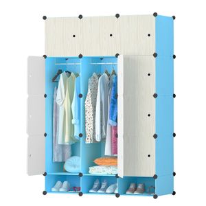 Portable 3 Column Plastic Wardrobe Large Capacity Assemble Organizer Closet plastic wardrobe Solid Plastic Cloth storage Wardrobe