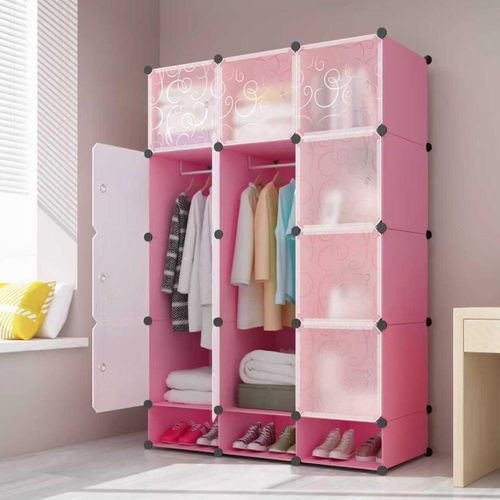 Portable 3 Column Plastic Wardrobe Large Capacity Assemble Organizer Closet plastic wardrobe Solid Plastic Cloth storage Wardrobe