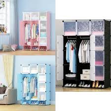 Portable 3 Column Plastic Wardrobe Large Capacity Assemble Organizer Closet plastic wardrobe Solid Plastic Cloth storage Wardrobe