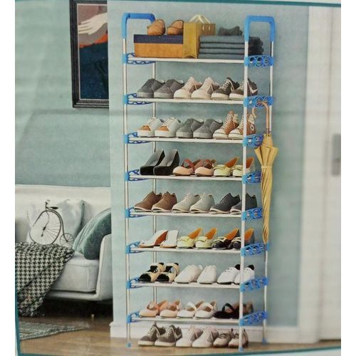 24 Pairs, Heavy Duty Luxurious 8 Layer Shoe Rack! Classy. Available In Blue Color-Quality Stackable Shoe rack