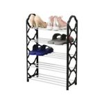 Quality Simple Plastic Shoerack-Black 5 Layers Portable Plastic Shoe Rack-Holds 10 Pairs of Shoes