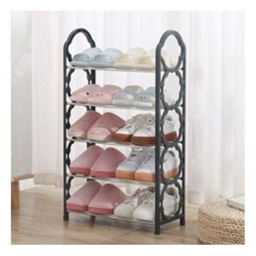 Quality Simple Plastic Shoerack-Black 5 Layers Portable Plastic Shoe Rack-Holds 10 Pairs of Shoes