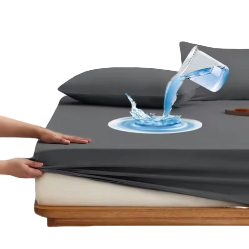 Top Side Cover Waterproof Mackintosh Mattress Protector (Non-Quilted) with Elastic Ends-Grey