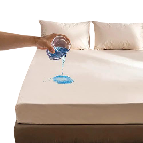 Top Side Cover Waterproof Mackintosh Mattress Protector (Non-Quilted) with Elastic Ends-Beige