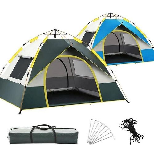 Outdoor camping tent for 3-4 Persons  tent Waterproof Windproof Rainfly, Easy Set up-Portable, Light Automatic Camping Tent, Easy To Set Up, Shading, Travel And Hiking-Blue