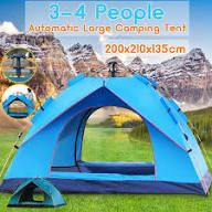 Outdoor camping tent for 3-4 Persons  tent Waterproof Windproof Rainfly, Easy Set up-Portable, Light Automatic Camping Tent, Easy To Set Up, Shading, Travel And Hiking-Blue