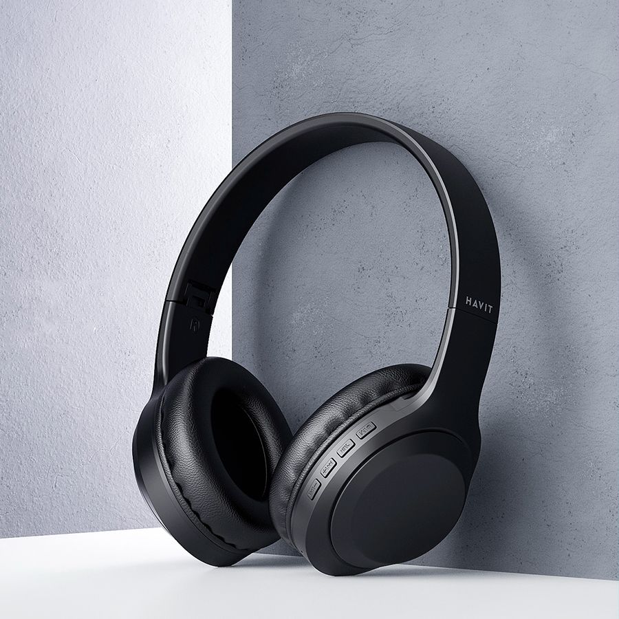 Havit H628BT Wireless Foldable Headphones – Adjustable Headband, Built with a 200mAh battery,type C charging port built-in microphone for hands-free calls Wireless range upto 10metres from your device