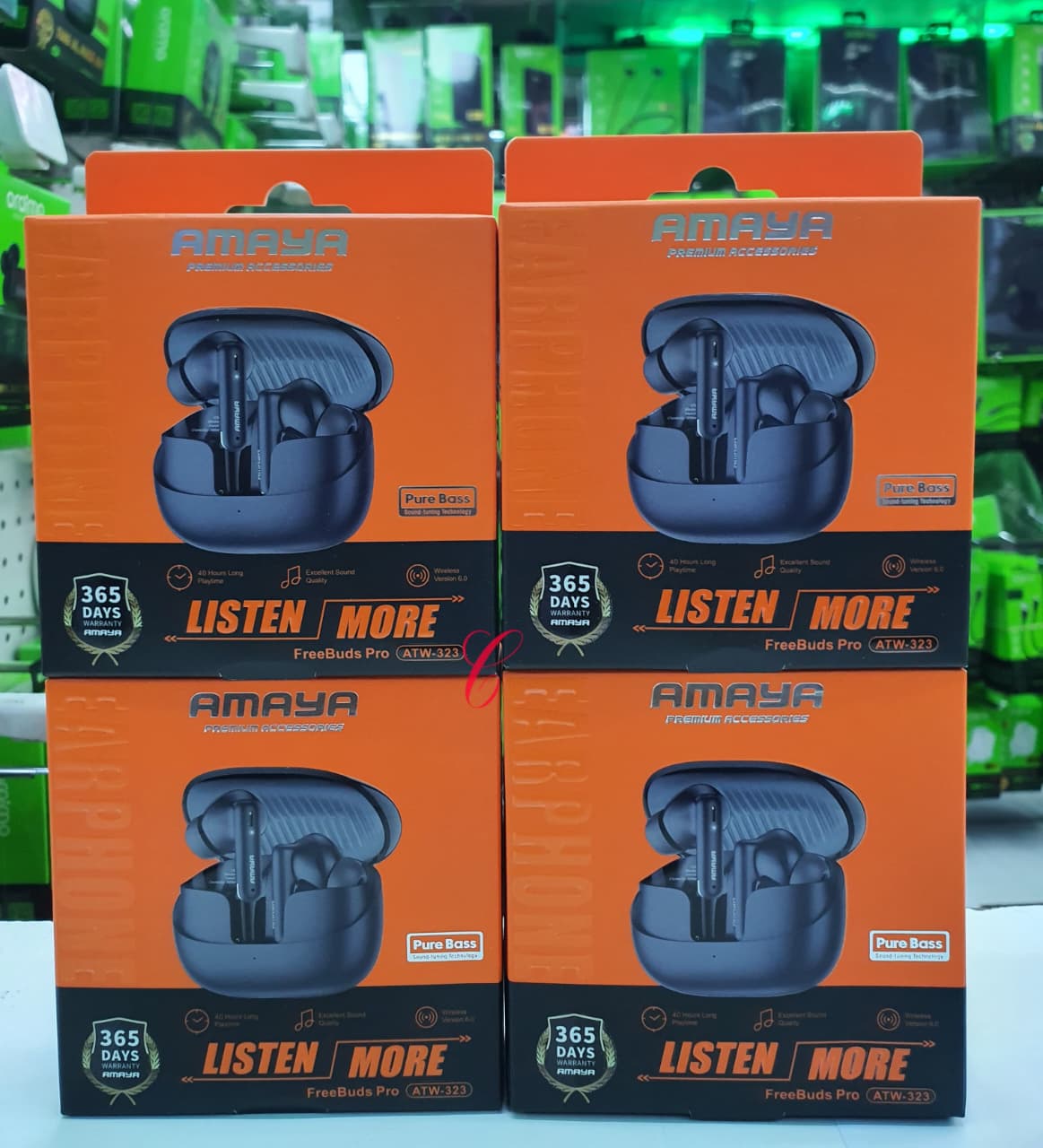 AMAYA FREEBUDS PRO ATW-323 Noise cancellation for calls Deep Bass Touch controls Battery life of upto 40hrs of playtime Type C charging Lightweight design for comfortability Sweatproof and durable