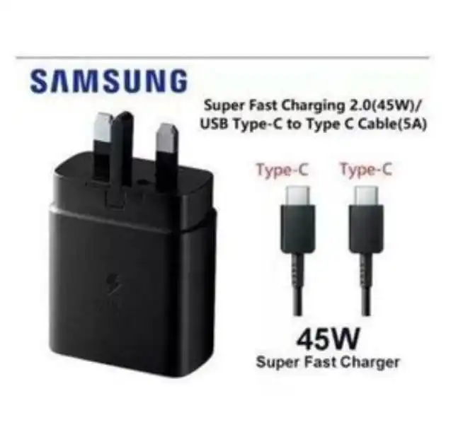 Samsung 45W Original Power Delivery (PD) Complete Charger & Adapter USB-C Super Fast Charger for models like S24 ULTRA,S24+,S23 ULTRA,S23+,S22 ULTRA,S22+,S20 ULTRA,Note 10+,Note 10+5G