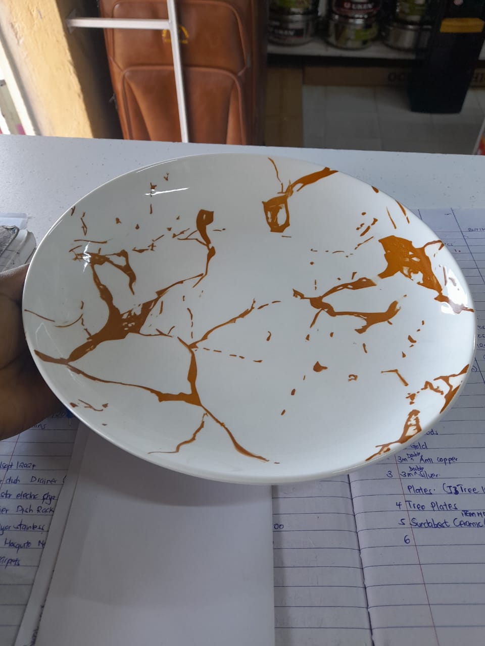 marble plate 6pcs elevate your dining experience with this elegant 6-piece ceramic plate set featuring a modern black marble design. Crafted for style and durability, these plates are perfect for dail