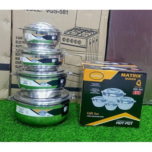 4-Piece Heavy Gauge Stainless Steel Insulated Hot Pot Set