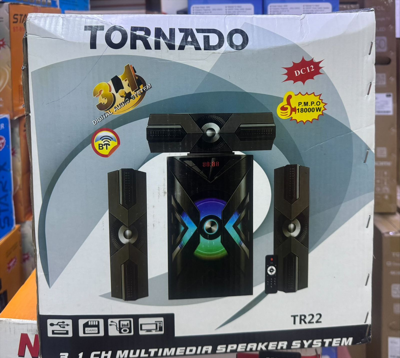 🎶 TORNADO TR22 3.1 Channel Speaker System 🔊 | Bluetooth Wireless 📱 | Super Bass 💥 | FM Radio 📻 | USB/SD 💽 | LED Display ✨ | Remote Control 📡