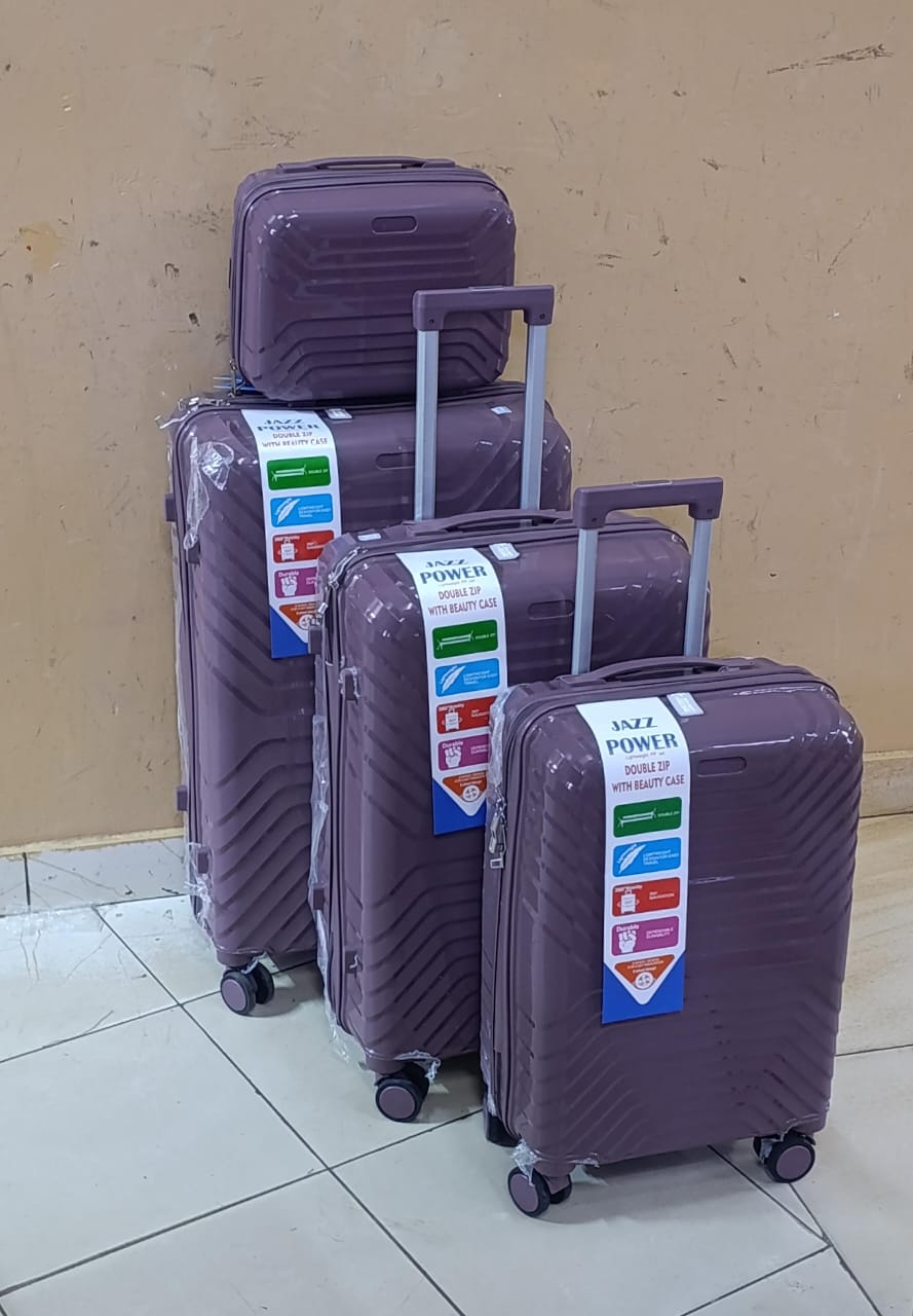 ✈️ Travel with Class 🧳4-in-1 Luxurious Unbreakable Suitcase Set 🧳✨ Hard Shell Travel Luggage with 360° Spinner Wheels 🔄 Telescopic Handle | Secure Zipper Closure 🔒 Durable Trolley Travel Bags Set