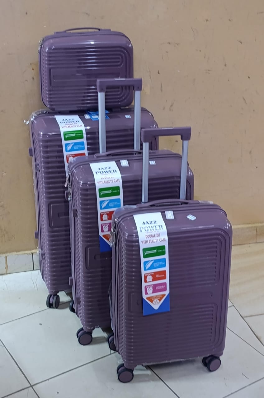 ✈️ Travel with Class 🧳4-in-1 Luxurious Unbreakable Suitcase Set 🧳✨ Hard Shell Travel Luggage with 360° Spinner Wheels 🔄 Telescopic Handle | Secure Zipper Closure 🔒 Durable Trolley Travel Bags Set