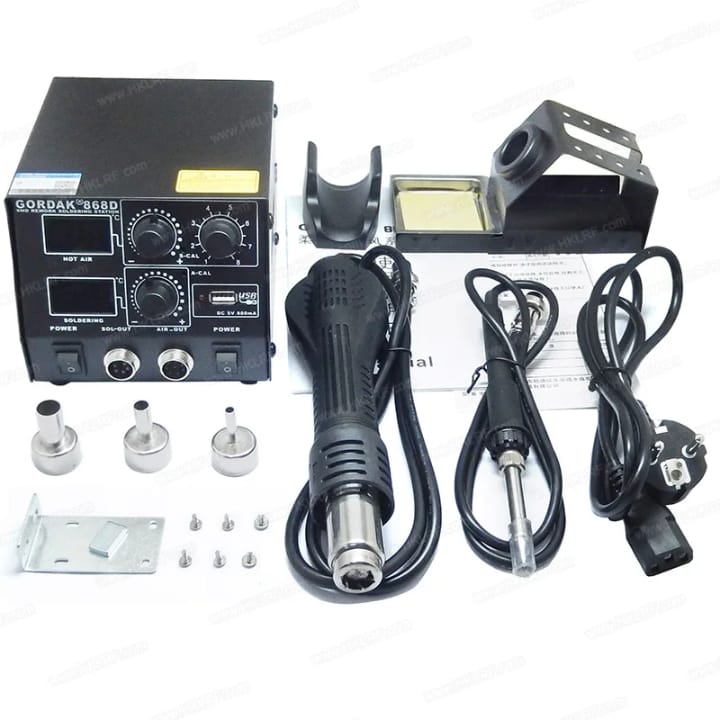 220V 500W GORDAK 868D 2 in 1 SMD Rework Station Hot Air Gun + Electric Solder Iron for Welding Repair Tools Soldering Station