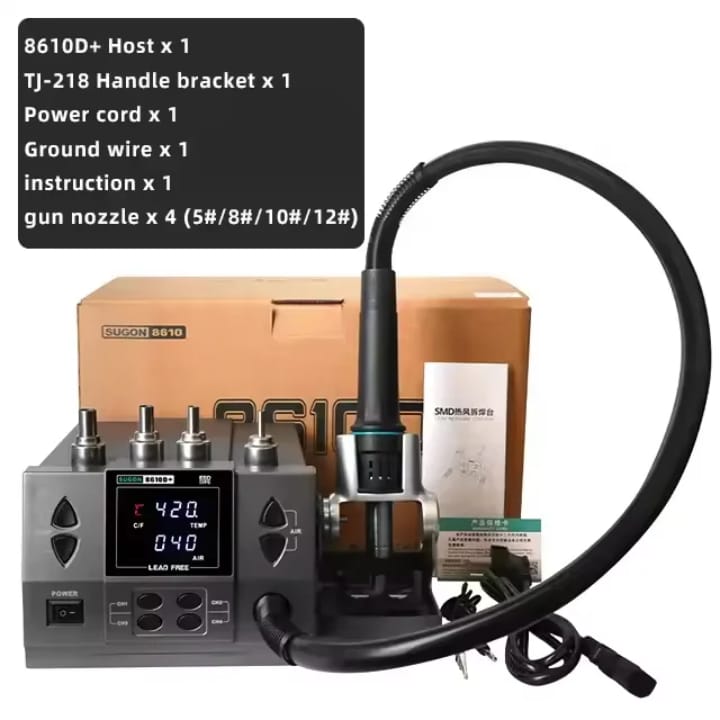 [NEW RELEASE] LEAD FREE SUGON 8610D+ 1000W Hot Air Gun Soldering Station Fast Heater for BGA SMD IC Chip Desoldering 110V 220V Mobile Repair Tools Professional Level