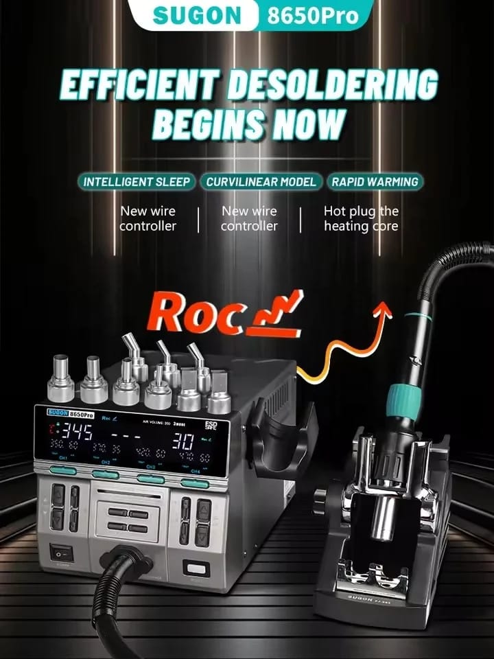 [PROFESSIONAL TOOL] IParts Sugon 8650Pro Curve Edition 1300W Intelligent Digital Hot Air Gun BGA Desoldering Rework Station Mobile Phone Repair Tool