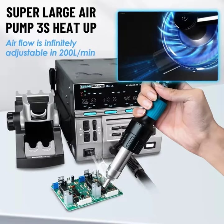 [PROFESSIONAL TOOL] IParts Sugon 8650Pro Curve Edition 1300W Intelligent Digital Hot Air Gun BGA Desoldering Rework Station Mobile Phone Repair Tool
