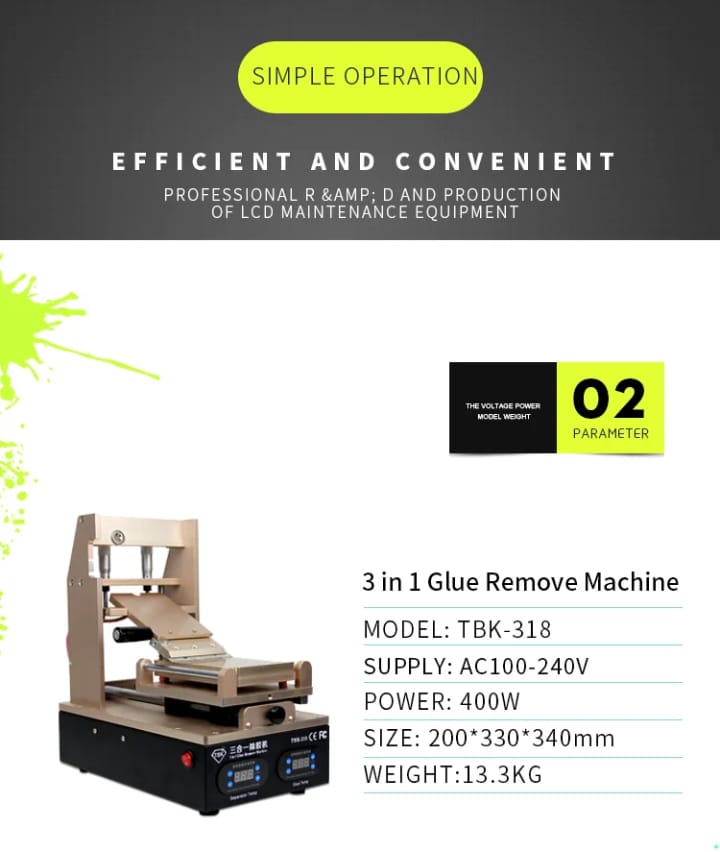 3 in 1 Glue Remove Machine TBK 318 Mobile Phone LCD Frame Separator Machine for iPhone Lcd Screen