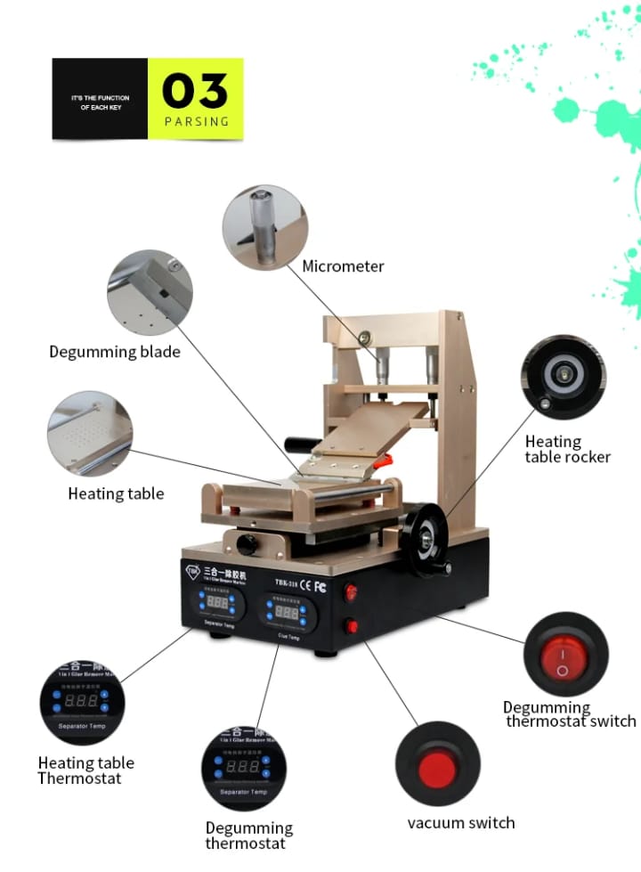 3 in 1 Glue Remove Machine TBK 318 Mobile Phone LCD Frame Separator Machine for iPhone Lcd Screen