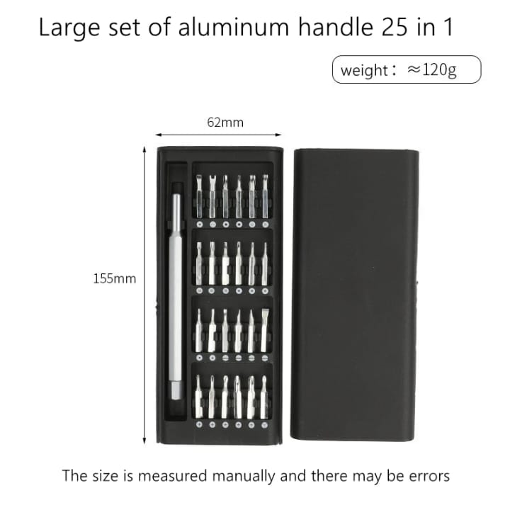 24-in-1 Aluminum Alloy Screwdriver Set with Magnetic Bits Industrial Grade Precision Repair Tool Kit for Electronics & Household
