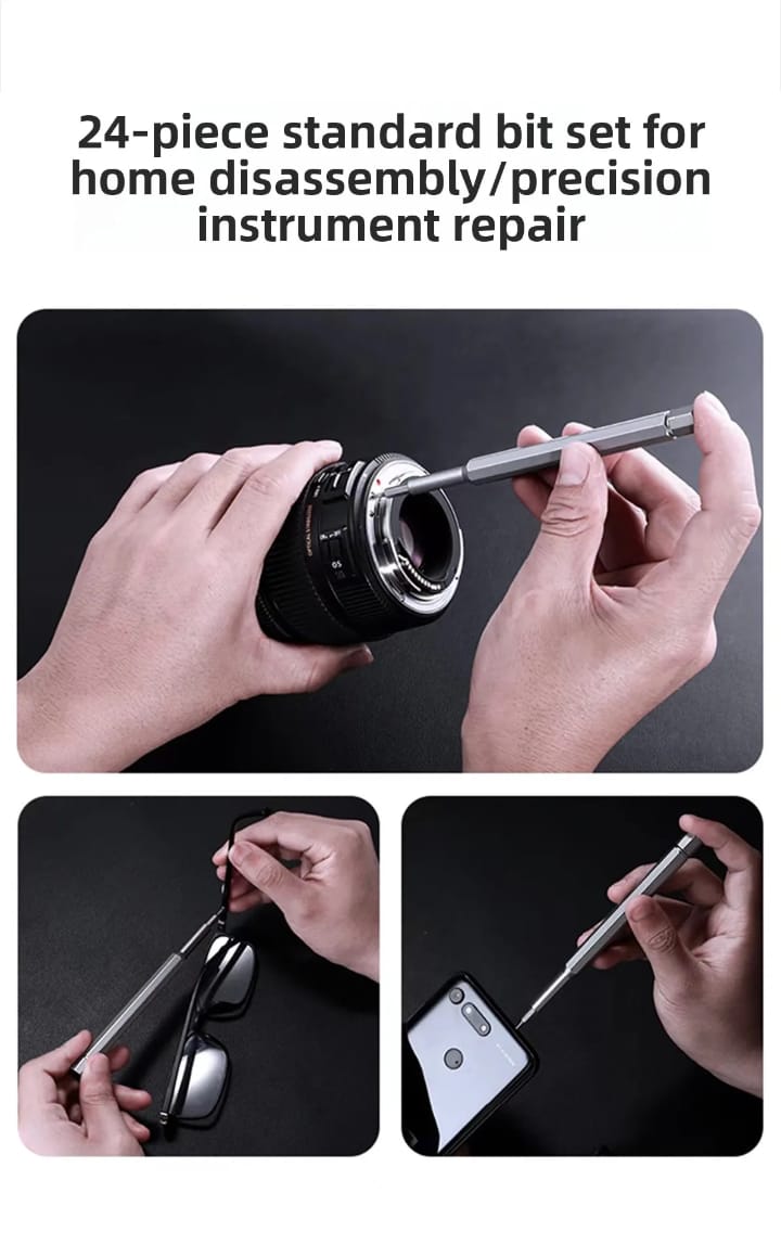 24-in-1 Aluminum Alloy Screwdriver Set with Magnetic Bits Industrial Grade Precision Repair Tool Kit for Electronics & Household