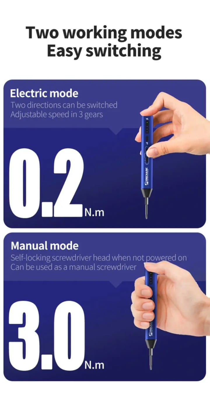 IParts Mechanic ES240 24 in 1 Electric Screwdriver Set S2 Alloy Steel Precision Bit 210RPM for Phone Repair Disassembly Tools
