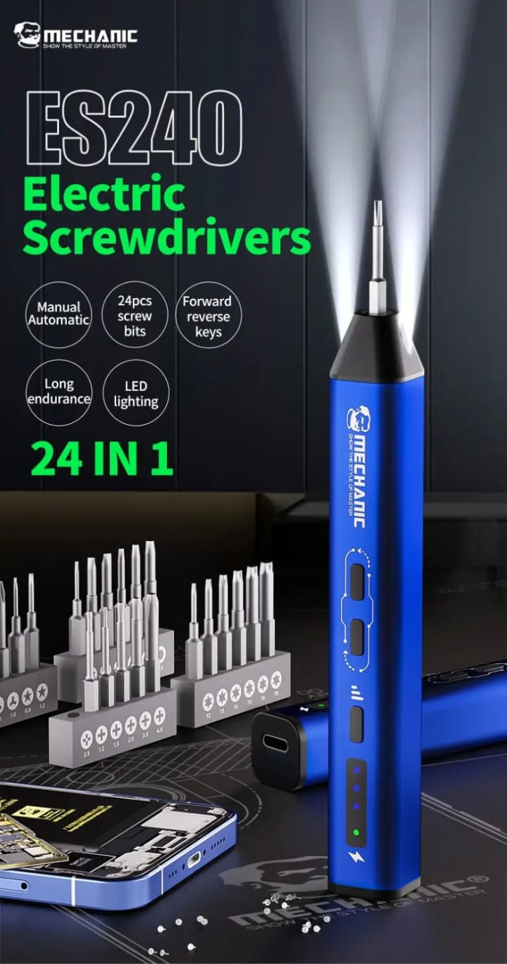 IParts Mechanic ES240 24 in 1 Electric Screwdriver Set S2 Alloy Steel Precision Bit 210RPM for Phone Repair Disassembly Tools