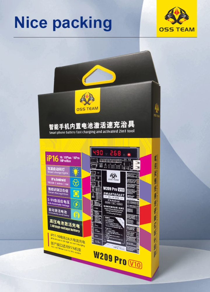 OSS Team W209 PRO V11Batery I-boot cable Activation Board for iphone 11 to  Iphone 17 Series for Apple Smart watch s1 - s8 Android Phones Fast Charging Tool Samsung Battery testing tool