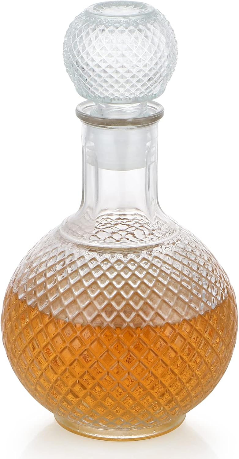 1000ml whisky wine decanter glass bottles with rubber stopper ball shape Glass Decanter with Airtight Cork drink dispenser crystal glass jar Wine decanter