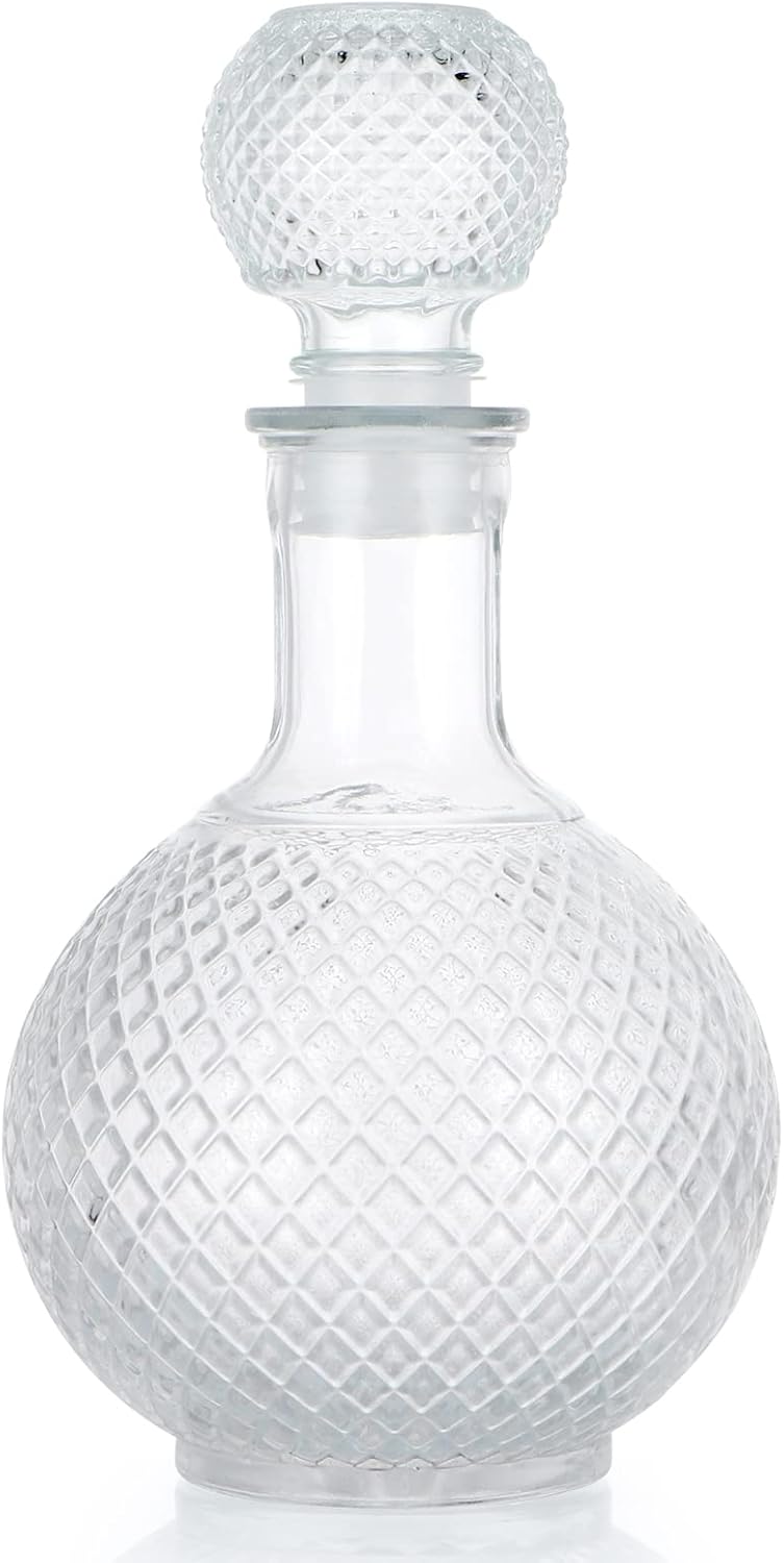1000ml whisky wine decanter glass bottles with rubber stopper ball shape Glass Decanter with Airtight Cork drink dispenser crystal glass jar Wine decanter