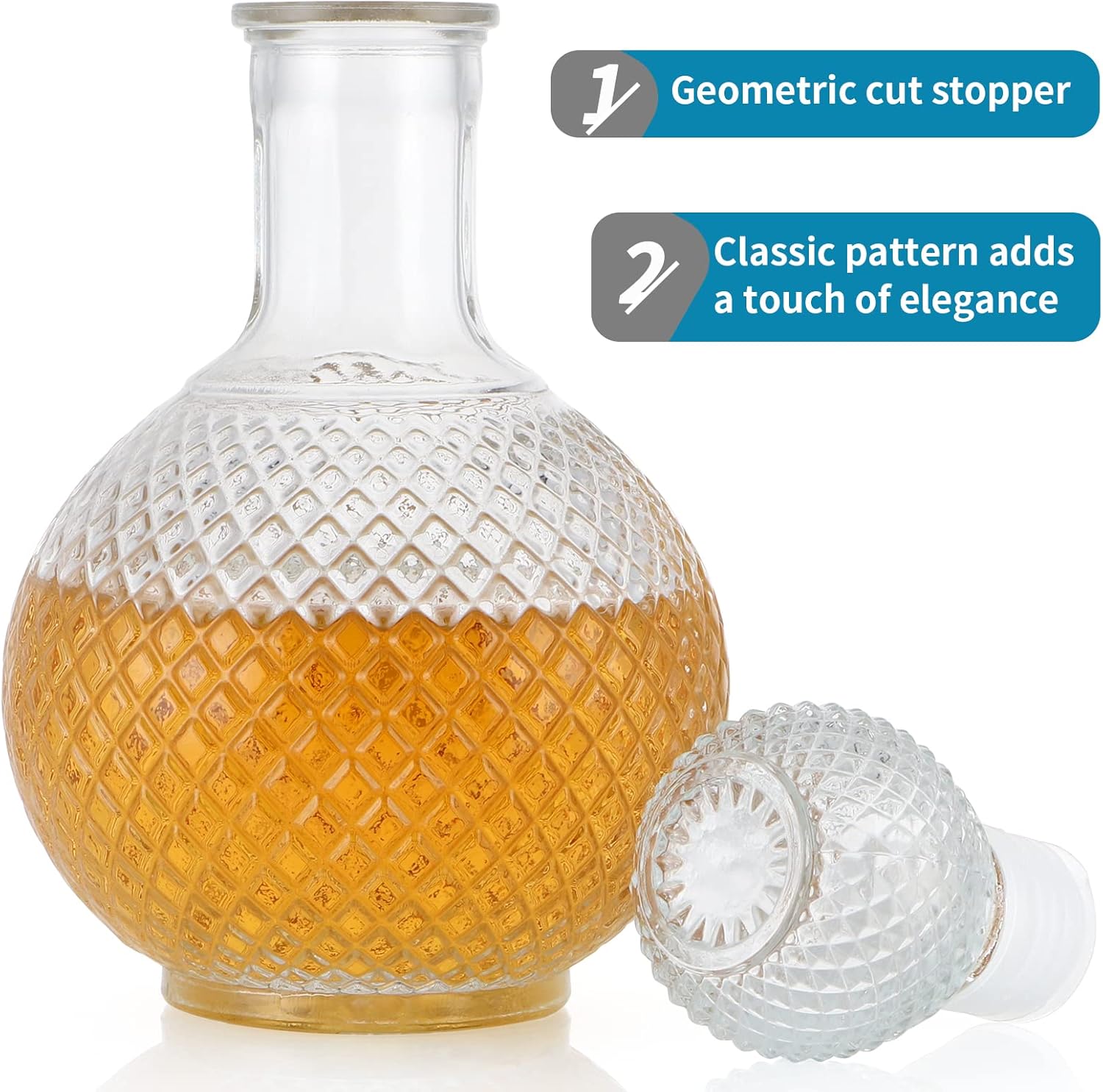 1000ml whisky wine decanter glass bottles with rubber stopper ball shape Glass Decanter with Airtight Cork drink dispenser crystal glass jar Wine decanter