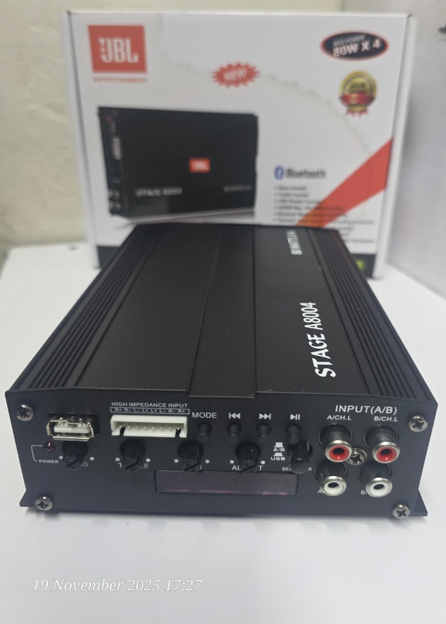 JBL Stage A8004 Car Amplifier 4-Channel Bluetooth Stereo Audio Power Amp 80W x 4 USB High Power AB Class
​