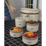 4-in-1 Insulated Thermal Lunch Box Set with Carrying Bag & Cutlery, Stackable Stainless Steel Food Storage Containers