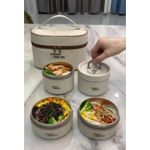 4-in-1 Insulated Thermal Lunch Box Set with Carrying Bag & Cutlery, Stackable Stainless Steel Food Storage Containers